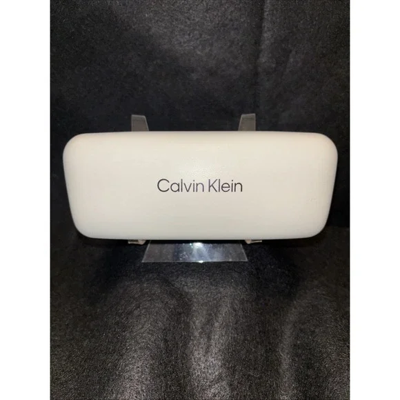 Calvin Klein Sunglasses Eyeglass‎ White Clamshell Hard Leather Case