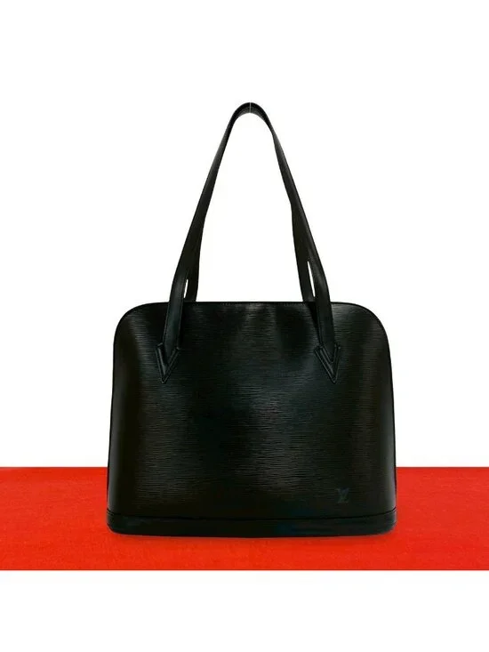 Louis Vuitton Vintage Lussac Epi Leather Tote Shoulder Bag Noir
