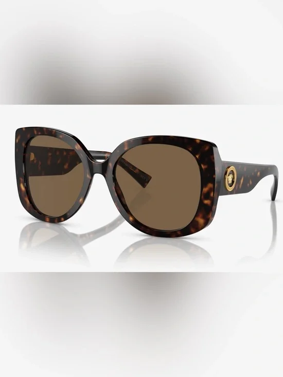 Versace Tortoiseshell Oversized Sunglasses with Brown Lenses and Gold Medallion