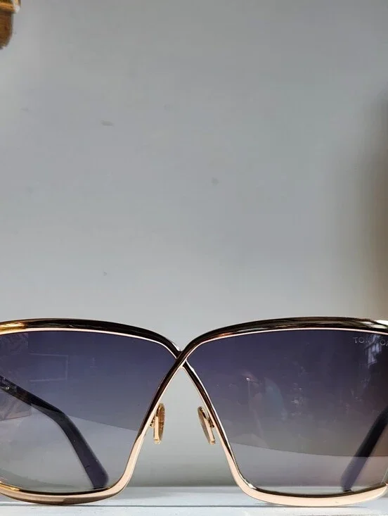 Tom Ford Gold Frame Gradient Blue Shield Sunglasses