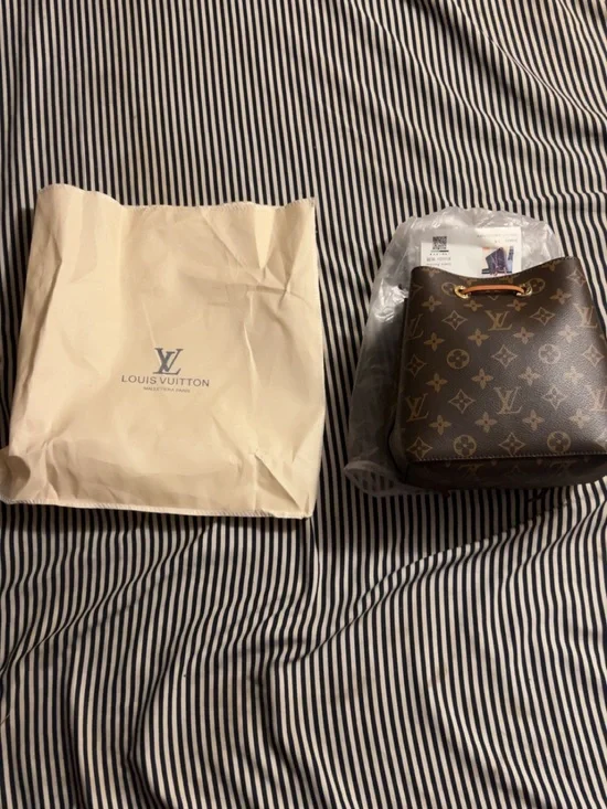Louis Vuitton Monogram Drawstring Bucket Bag in Brown and Tan