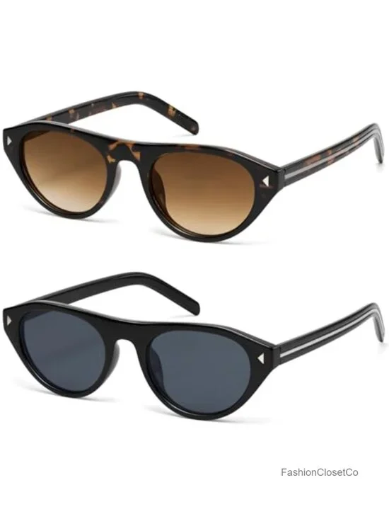 Retro Oval Cat Eye Sunglasses UV400 Polycarbonate Frame