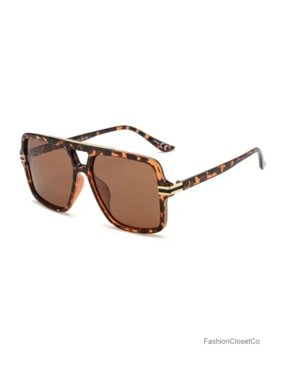 Retro Oversized Polarized Square Sunglasses for Women Men