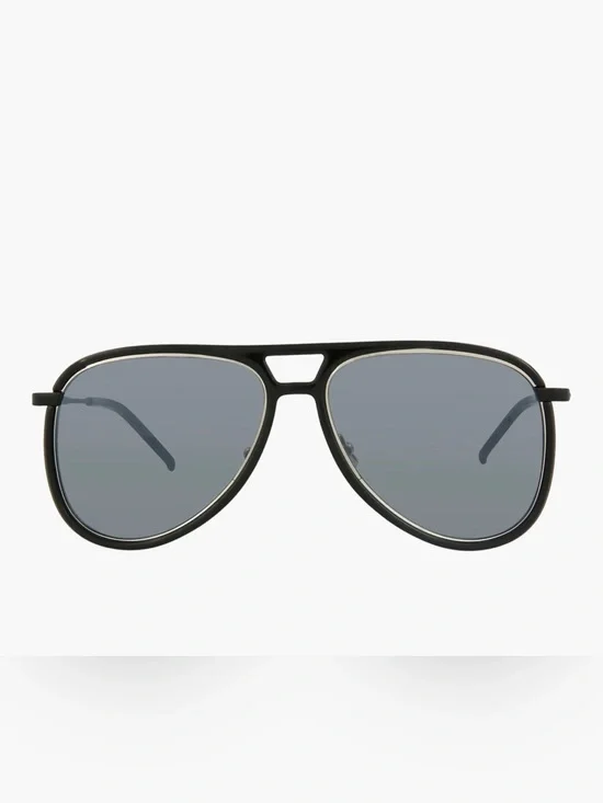 YSL Saint Laurent 56mm Pilot Aviator Mirror Black Sunglasses New $610