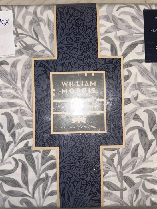 New William Morris Willow Bough King Sheet Set ~Dove Gray~ 4-Piece