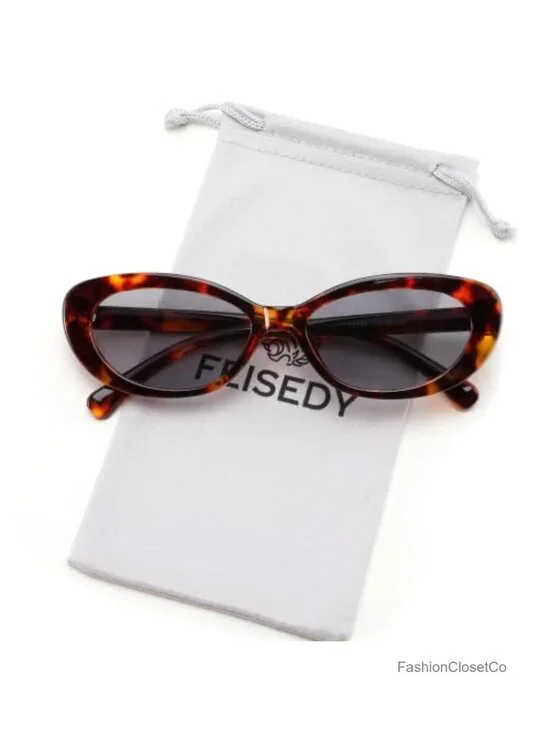 Retro Oval Cat Eye Sunglasses UV400 Protection Lightweight Plastic Frame