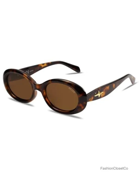 Retro Oval Polarized Sunglasses UV400 Protection Tiny Sun Glasses Chunky 90s