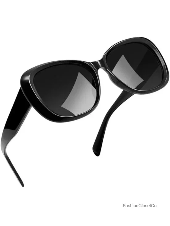 Oversized Butterfly Sunglasses with Polarized UV400 Lenses, Acetate Arms & TR90