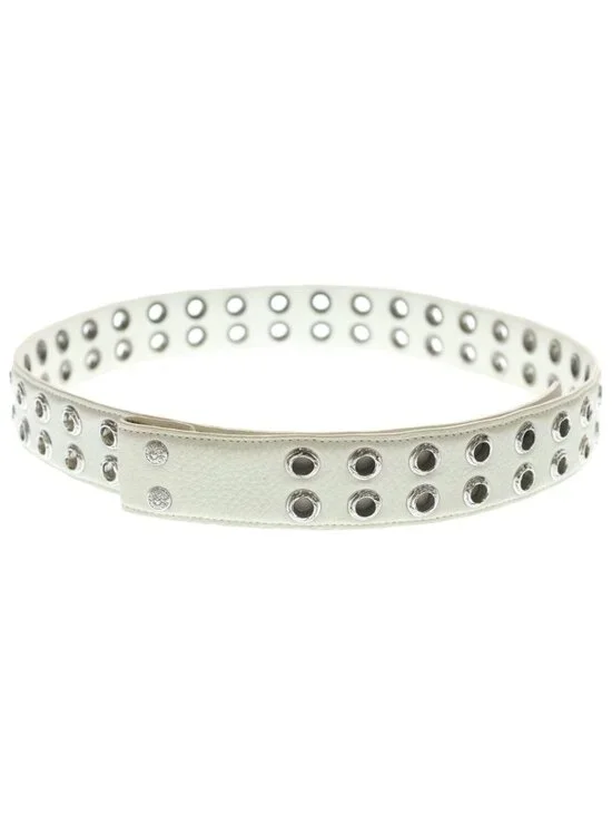 Chrome Hearts Strap Dbl Grommet Double Leather Belt White 34