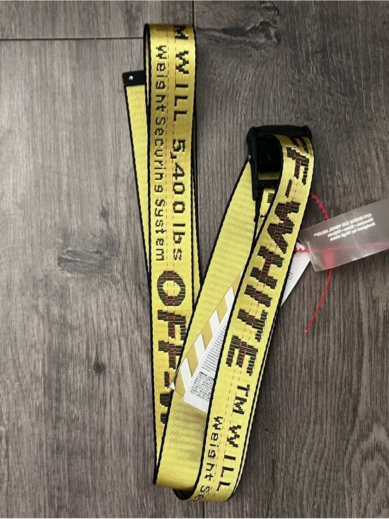 Off-White Yellow Industrial Webbing Belt with Black Trim