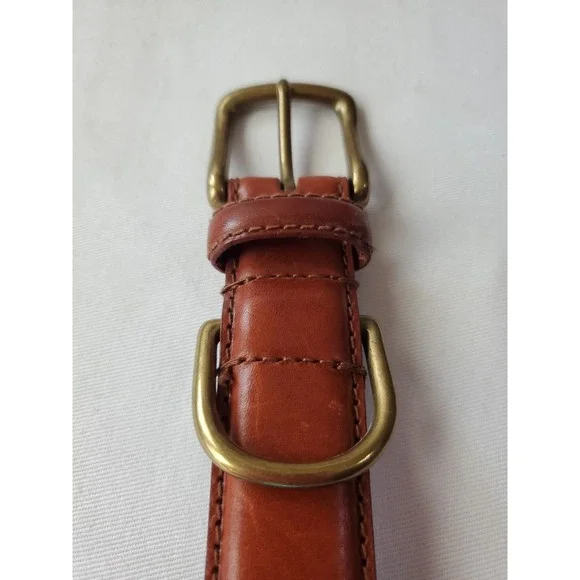 Campaign Est 1879 Genuine Leather Belt Brown‎ Brass Color Hardware Men Sz Small