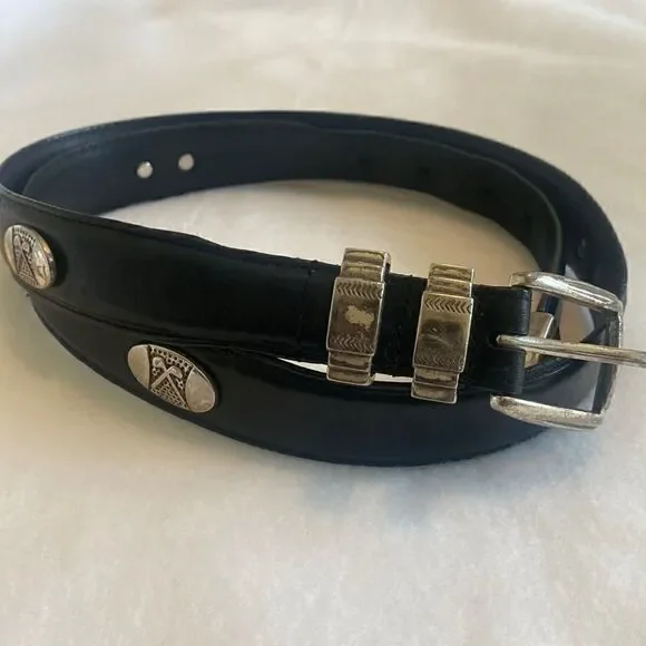 AML 3000 Top Grain Oil Tan Leather Black Golf Belt 36