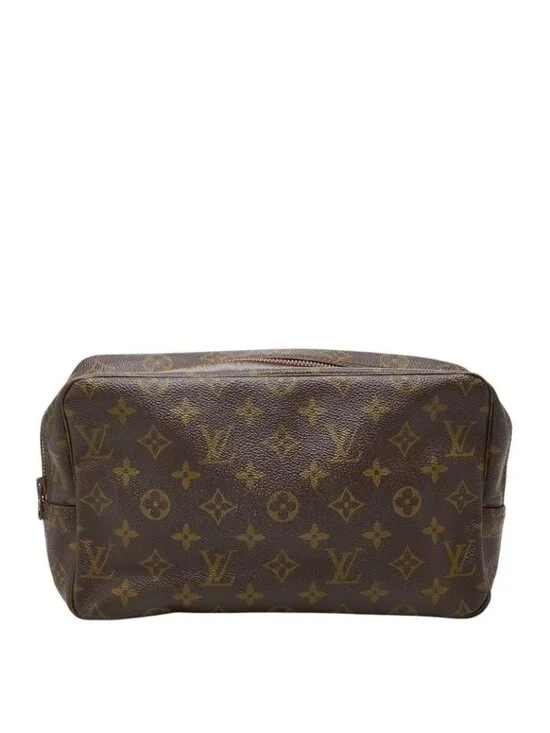 Louis Vuitton Monogram Trousse Toilet 28 Clutch Brown Leather