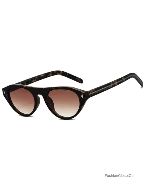 Small Oval Cat Eye Sunglasses with UV400 Protection Plastic Frame