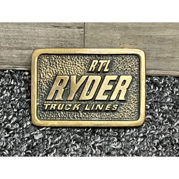 Ryder Truck Lines RTL Solid Brass Belt Buckle - Vintage BTS 1978
