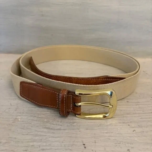 Torino Men's Khaki Surcingle Belt w/ Brown Leather Trim‎ 52-55