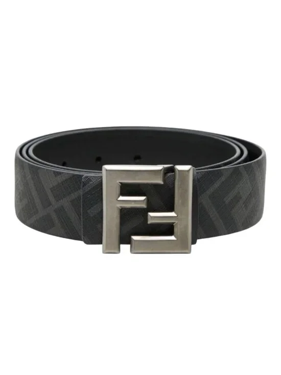 Fendi Zucca FF Logo Square Buckle Reversible Belt