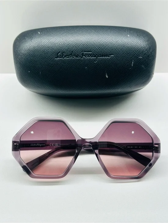 Salvatore Ferragamo Gradient Grey Geometric Sunglasses
