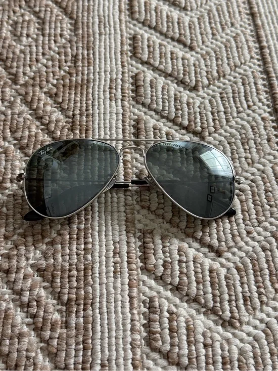 Ray-Ban Silver Aviator Sunglasses with Dark Gray Lenses 55mm