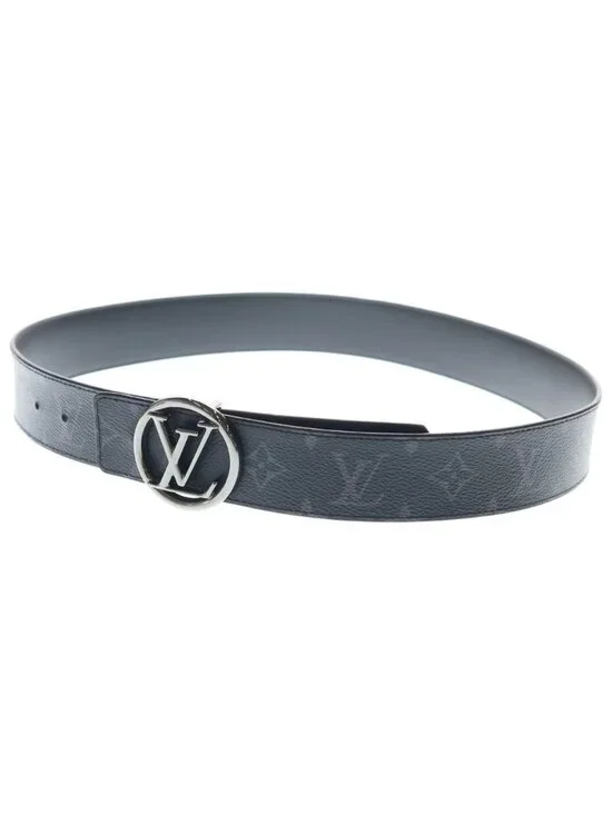 Louis Vuitton Monogram Eclipse Ceinture LV Circle Leather Belt Black Silver