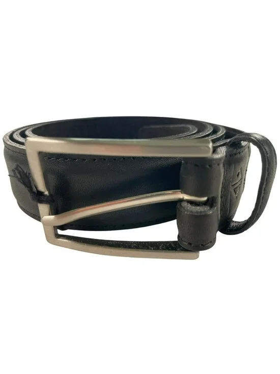 Amberjack Obsidian Leather Belt With Zamak Buckle Size 38 Waist 35-36