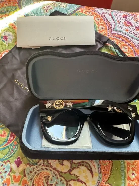 Gucci Black Sunglasses   with Gold Logo