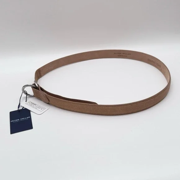 PETER  MILLAR Genuine Lizard Size 40 Crown Crafted Leather O-Ring Belt MSRP $395