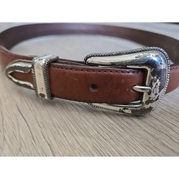 Vintage Tony Lama Western‎ Leather Belt Braided Woven Cowboy Red/Brown 34