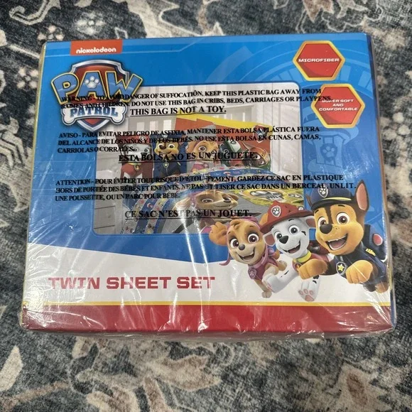 Paw Patrol Twin Size Sheet Set 3 Pc Microfiber Kids Bedding Chase Marshall Skye
