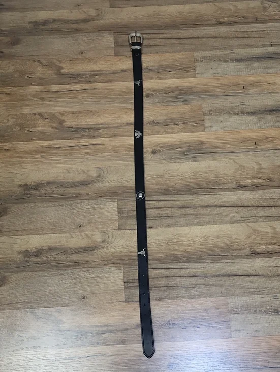 MONTANA SILVERSMITHS Black Leatger Silver Concho Wester Belt. Size 31.5