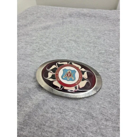 Antique Carpenters Joiners Union UBC Enamel Steel Belt Buckle