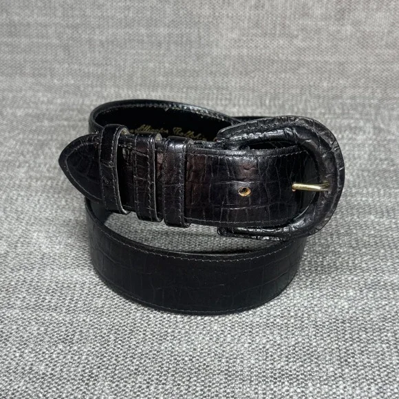 Cipriani Vintage Black Italian Alligator Calfskin Leather Belt Large Old Money
