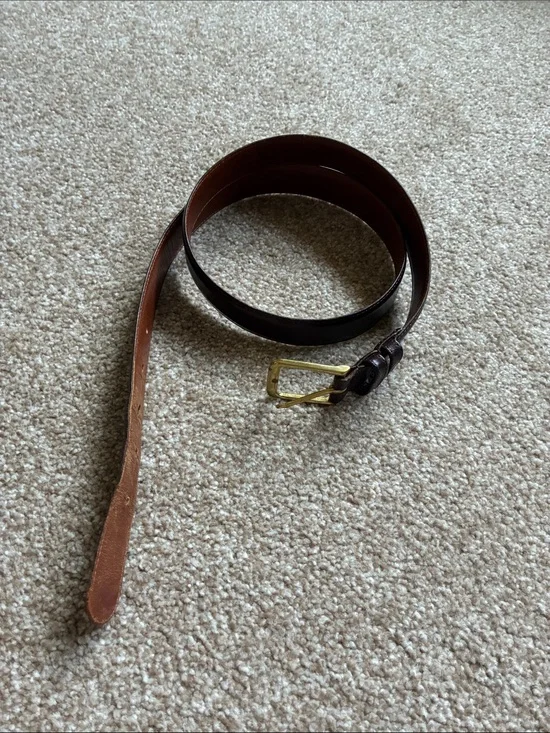 Men's COACH Brown Leather Belt with Brass Buckle