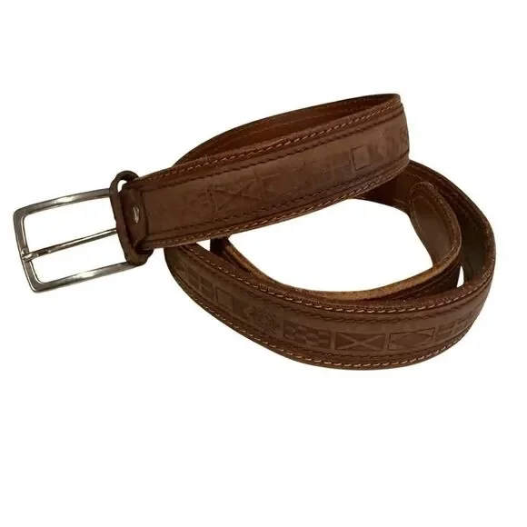 Leather Nautical Flag Belt Made in Italy Men's Sz. 35
