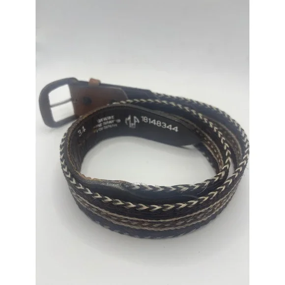 M&F Western Mens Brown Hand Braided Horsehair Leather Belt Size 34 18148344