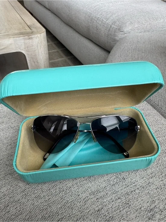 Tiffany & Co. Silver Aviator Sunglasses