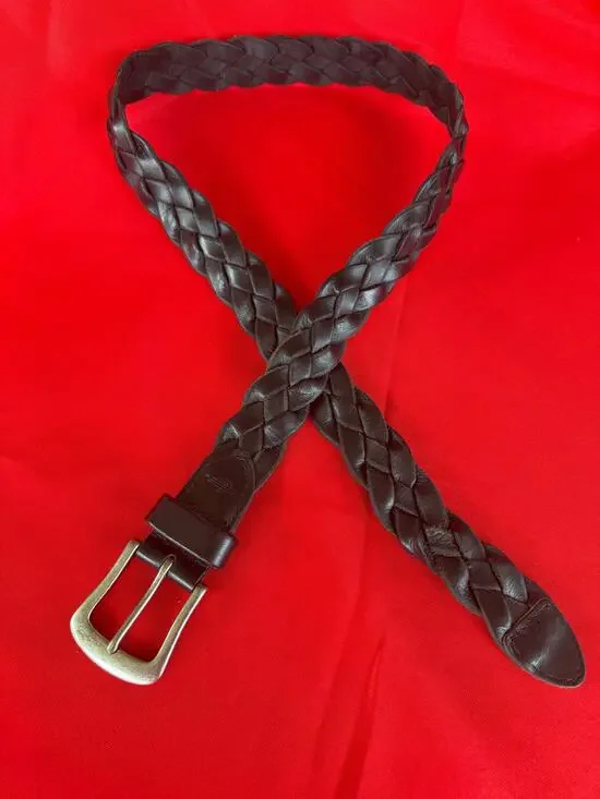 Dockers Genuine Leather Adjustable Black Braided Belt Size M