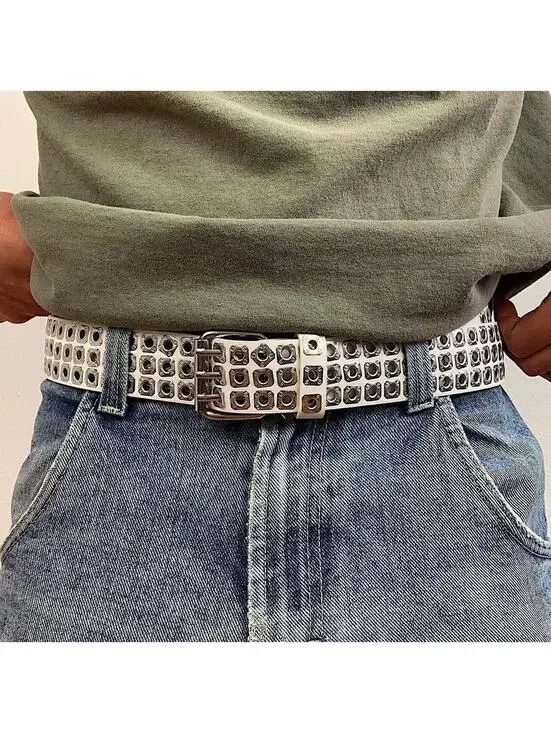Cyber Punk y2k 2000s style white and silver studded belt. Nice quality. 42