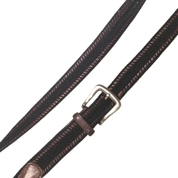 Torino Brown & Black Woven Braided Stretch Elastic Belt Mens 44‎ Causal Buisness