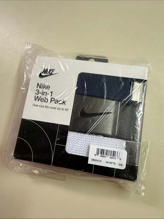 Nike 3-in-1 Web Pack Belts — Black, Gray, White