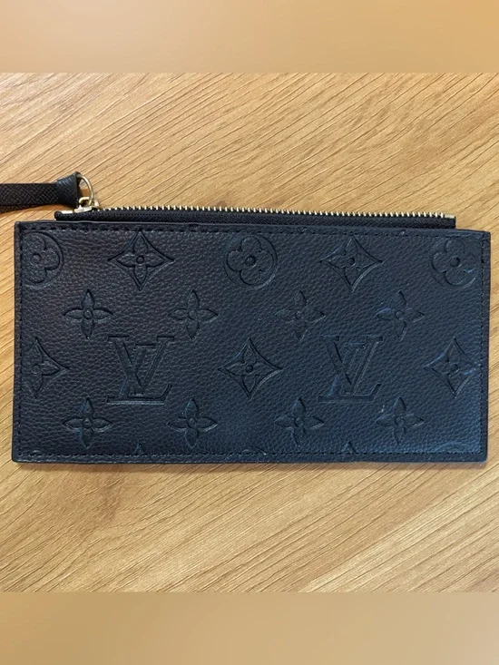 Louis Vuitton Black Embossed Monogram Zip Insert Wallet