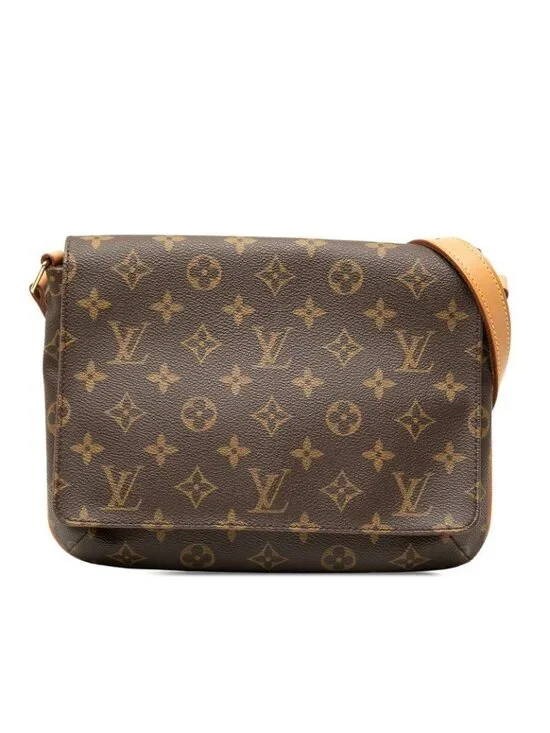 Louis Vuitton Monogram Musette Tango Short Shoulder Bag Brown Leather