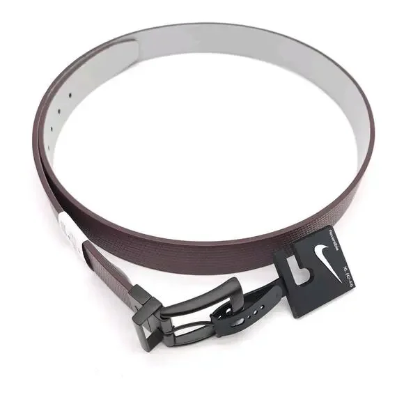 Nike (Mens XL 42-44) Carbon Fiber Matte Reversible Golf Belt‎ Maroon Gray New