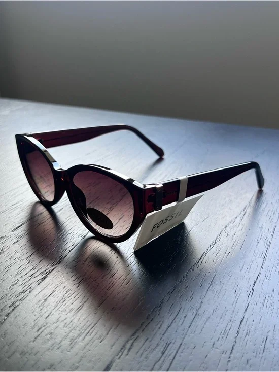 Fossil 54mm Women’s Cat Eye Sunglasses - Dark Brown with Gold