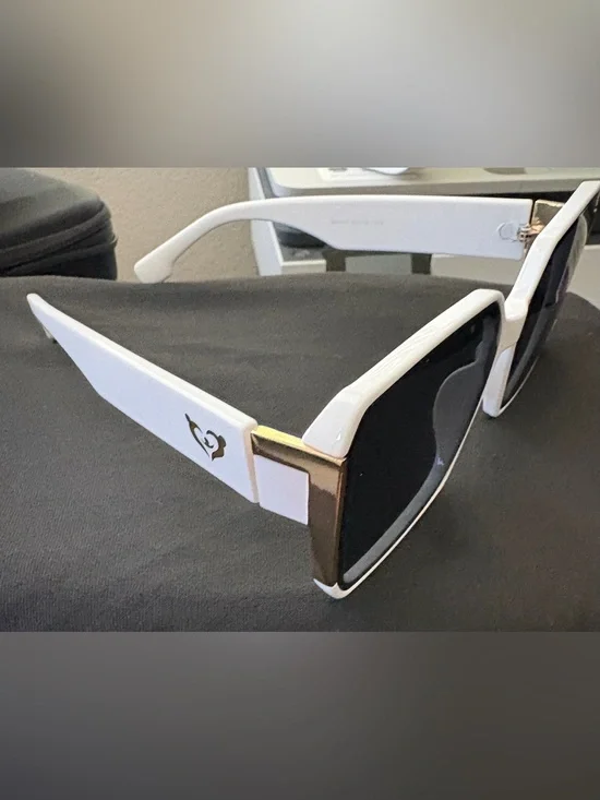 White Oversized Square Sunglasses with Black Lenses