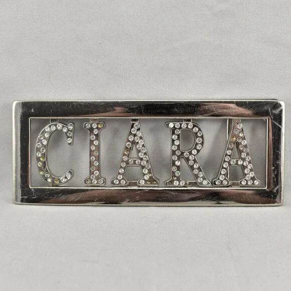 Belt Buckle Ciara Name Womens Rhinestones Shiny Sparkling‎ Silver Color Gift