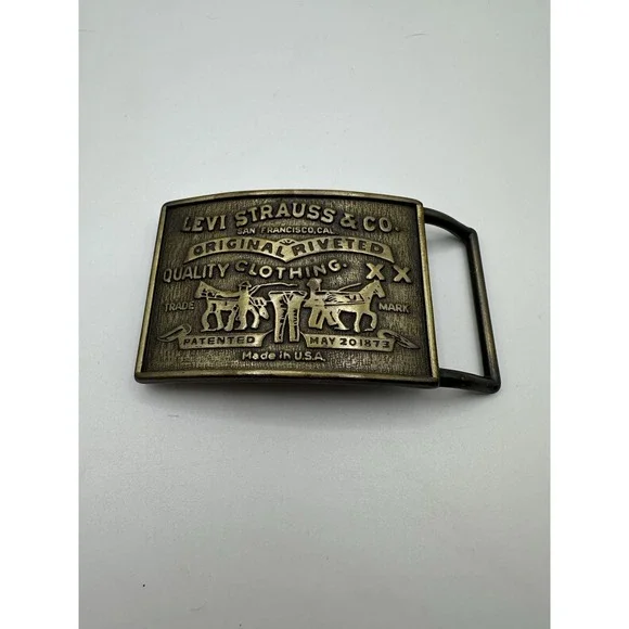 Levi Strauss & Co Brass‎ Belt Buckle Original 1970's Made In USA Vintage