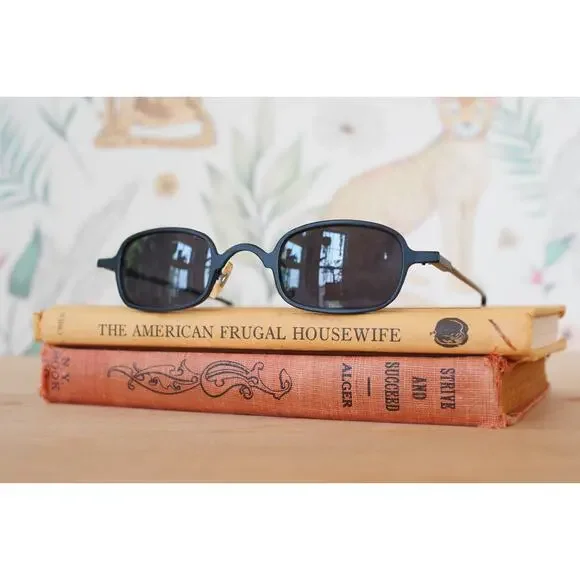 Vintage 1990s Y2K Metal Sunglasses NOS Slim Goth Steampunk Rave Matrix Agent