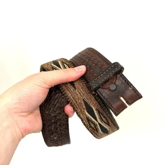 Hitched Horsehair Leather Cowboy Native American Southwest Western Belt 28