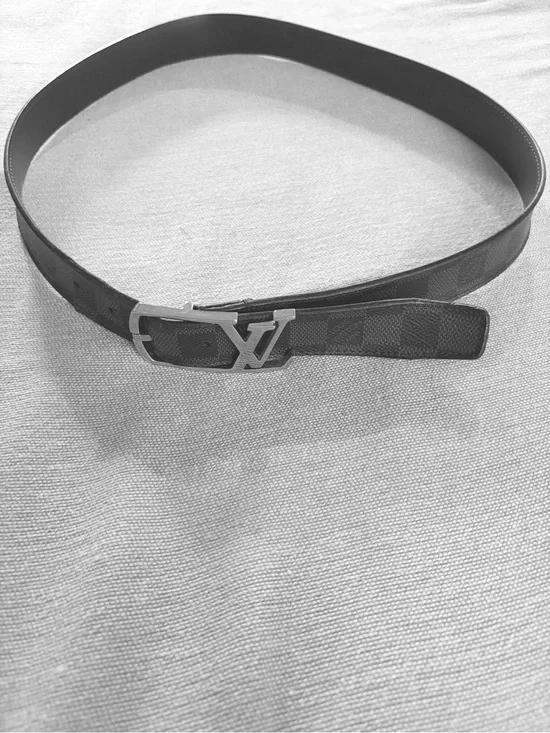 Louis Vuitton Black Damier Canvas Belt with Silver LV Buckle 90/36